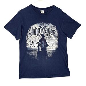 John Mayer T-Shirt Womens Medium Navy Blue Born and Raised 2013 Tour Band Tee